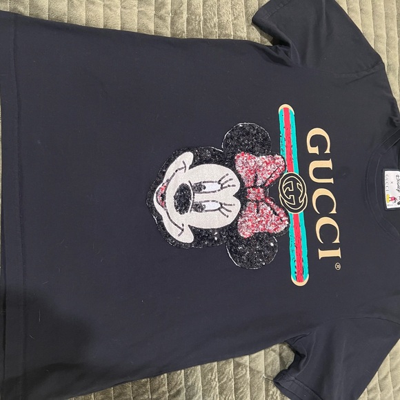 Gucci x Disney Black T-Shirt with Minnie Mouse Design in sequins - Picture 1 of 6